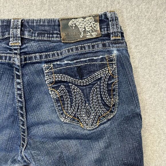 Buckle Men’s Easy Bootcut Size 28x34 Jeans Blue Dark Wash Denim Embellished - Picture 8 of 10